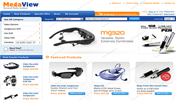 Website Megaview Online Glasses Responsive design